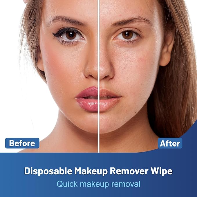 100 Count Makeup Remover Wipes Individually Wrapped, Travel Individual Wet Wipes Bulk, Gentle Cleansing for Face Mascara Lipstick, Single Makeup Removing Wet Wipes