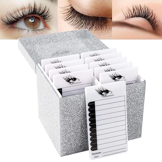10 Layers Acrylic Eyelash Storage Box,Eyelash Holder Extension Tool,Makeup Organizer False Eyelashes Glue Pallet Holder, Grafting Eye lashes Close-Packed Display with 10 Pallets (silver)