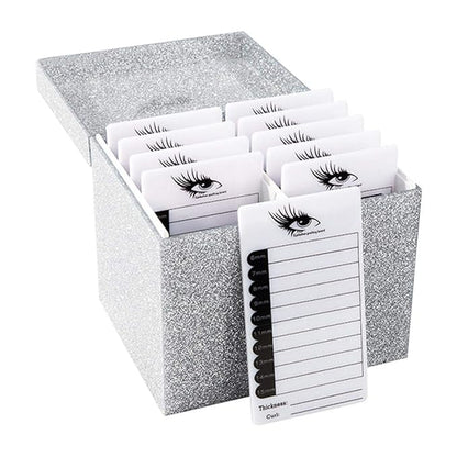10 Layers Acrylic Eyelash Storage Box,Eyelash Holder Extension Tool,Makeup Organizer False Eyelashes Glue Pallet Holder, Grafting Eye lashes Close-Packed Display with 10 Pallets (silver)
