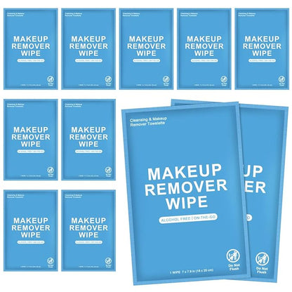 100 Count Makeup Remover Wipes Individually Wrapped, Travel Individual Wet Wipes Bulk, Gentle Cleansing for Face Mascara Lipstick, Single Makeup Removing Wet Wipes
