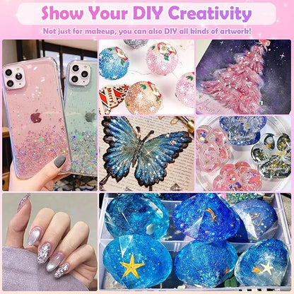 10 Colors Body Face Glitter Gel for Skin and Hair, Makeup Sparkles Rave Accessories for Festival Outfits, Mermaid Decorations, Disco Cowgirl, Mardi Gras
