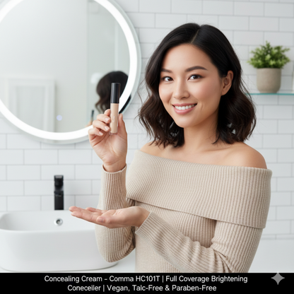 Concealing Cream – Comma HC101T | Full Coverage Brightening Concealer | Vegan, Talc-Free & Paraben-Free